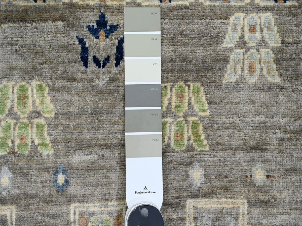 Gabbeh Tribal & Geometric hand-knotted wool runner in Gray, 2'8" x 9'7" — SKU O020117 (view 3)