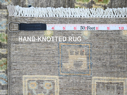 Grey 2'8" x 9'7" Tribal & Geometric Hand knotted Wool Rug - Sku: O020117