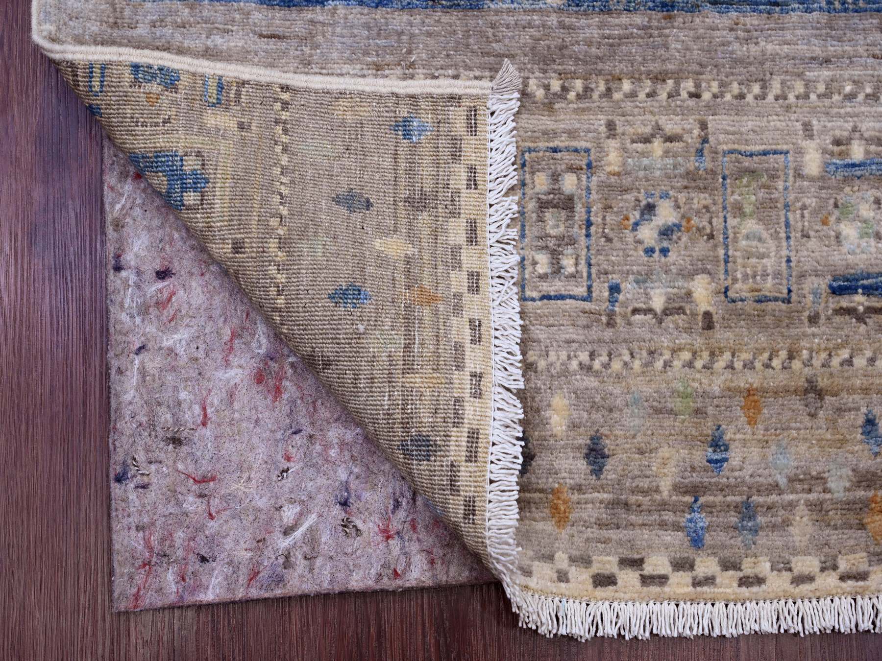 Gabbeh Tribal & Geometric hand-knotted wool runner in Blue, 2'8" x 19'1" — SKU O020118 (view 2)