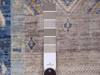 Gabbeh Tribal & Geometric hand-knotted wool runner in Blue, 2'8" x 19'1" — SKU O020118 (view 3)