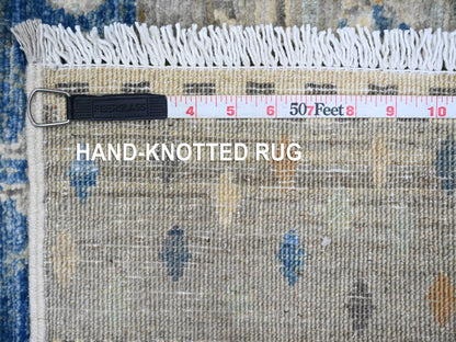 Blue 2'8" x 19'1" Tribal & Geometric Hand knotted Wool Rug - Sku: O020118