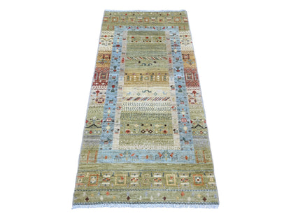 Green 2'9" x 5'10" Tribal Hand knotted Wool Rug - Sku: O020119