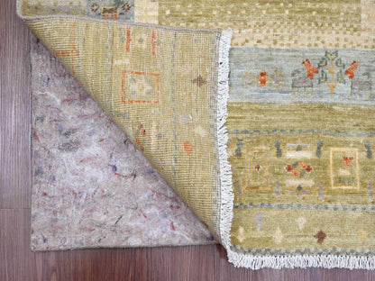 Green 2'9" x 5'10" Tribal Hand knotted Wool Rug - Sku: O020119
