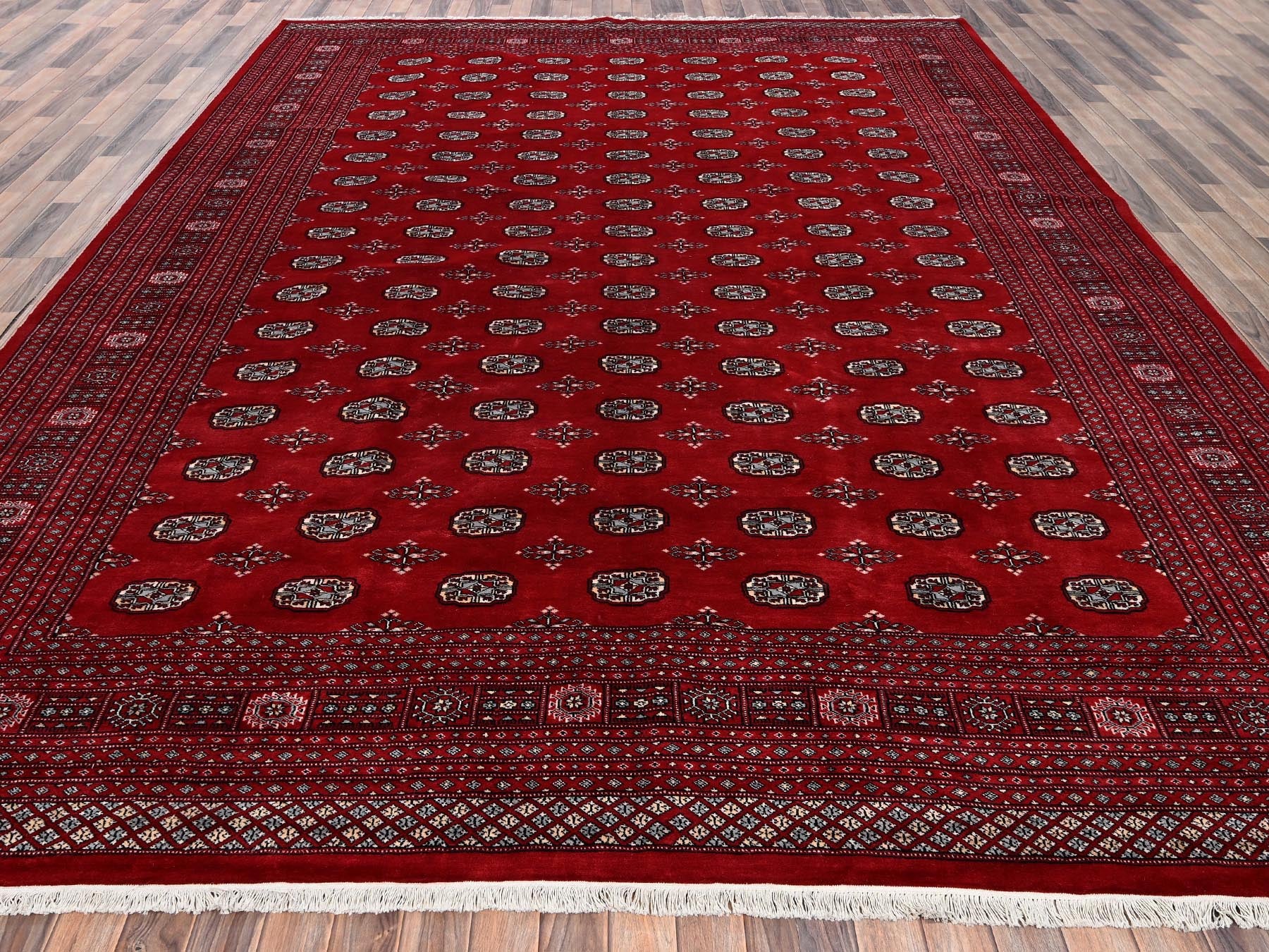 Tribal Tribal & Geometric hand-knotted wool rug in Red, 10'4" x 14'4" — SKU O02011 (view 2)