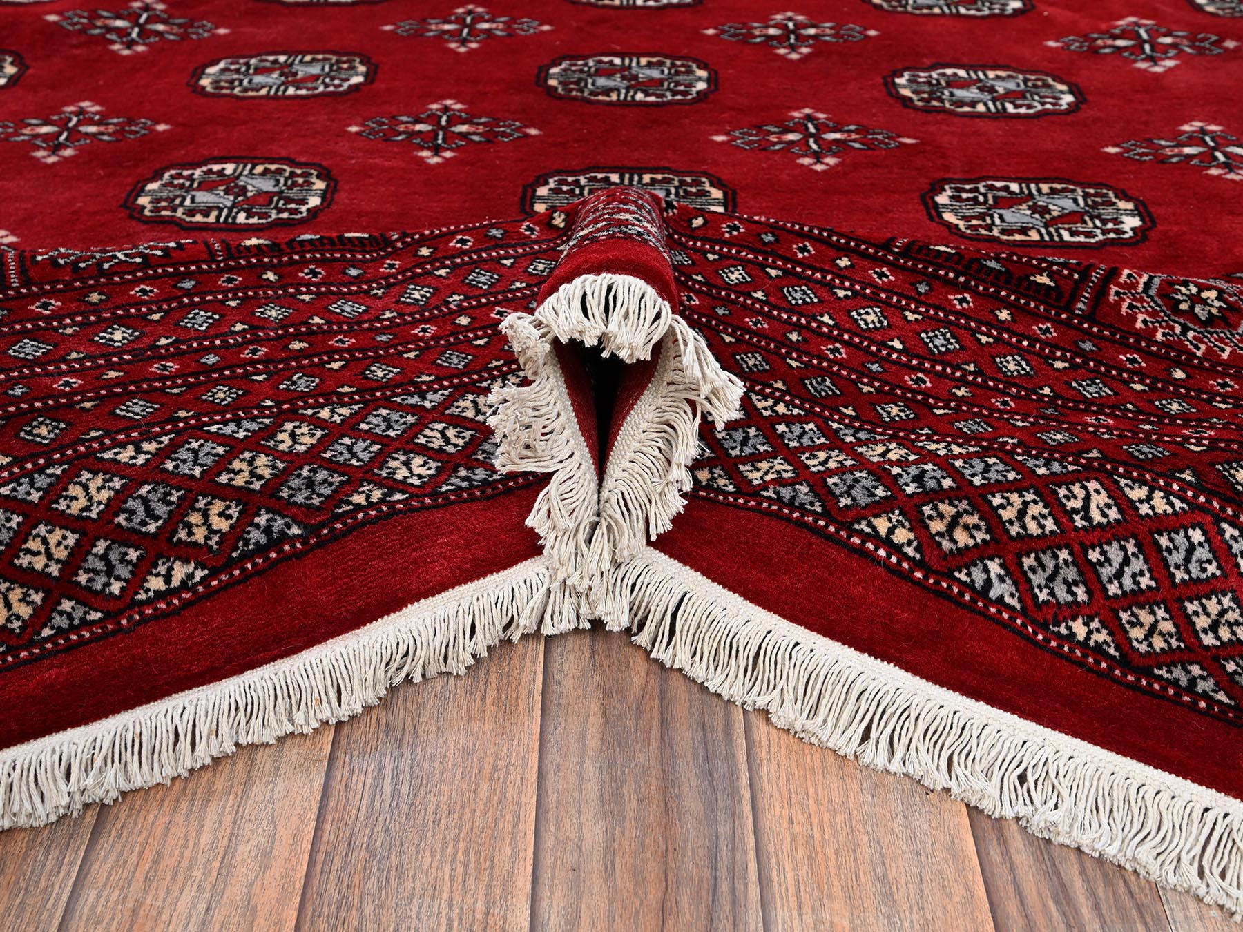 Tribal Tribal & Geometric hand-knotted wool rug in Red, 10'4" x 14'4" — SKU O02011 (view 6)