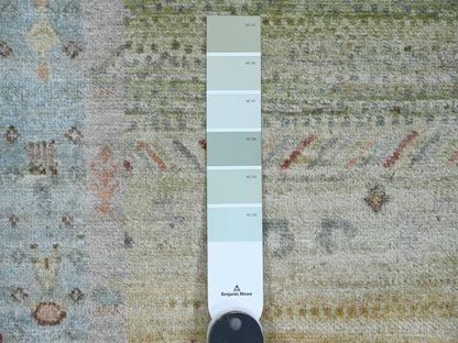 Green 2'8" x 14'8" Tribal Hand knotted Wool Rug - Sku: O020122