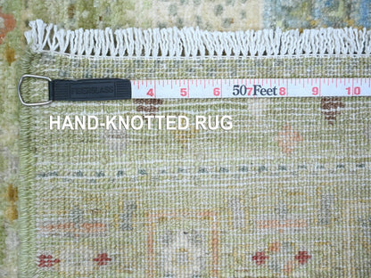 Green 2'8" x 14'8" Tribal Hand knotted Wool Rug - Sku: O020122
