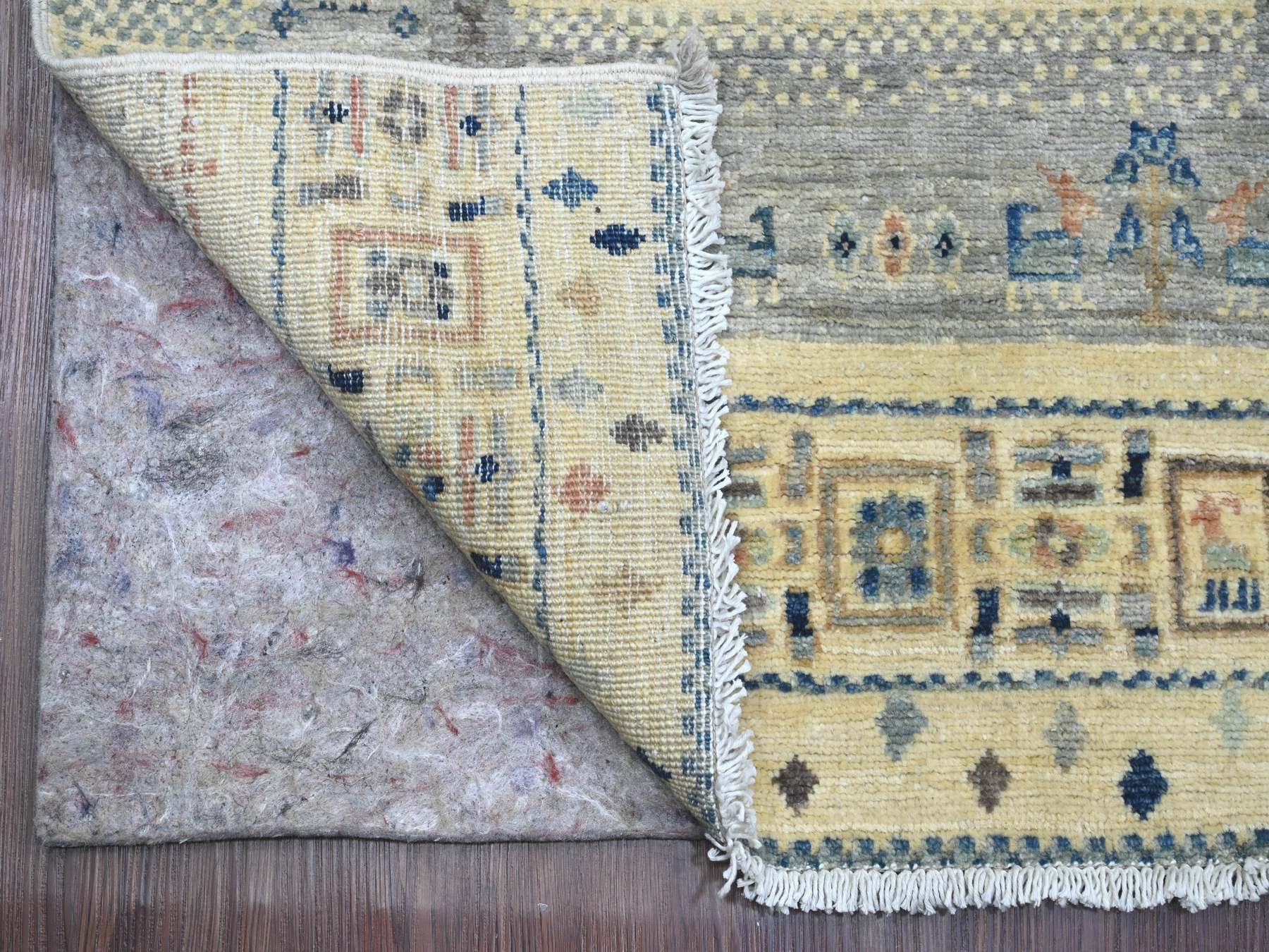 Gabbeh Tribal & Geometric hand-knotted wool runner in Ivory, 2'7" x 10'3" — SKU O020123 (view 2)