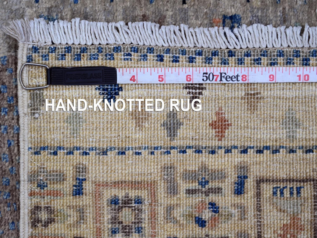 Gabbeh Tribal & Geometric hand-knotted wool runner in Ivory, 2'7" x 10'3" — SKU O020123 (view 6)