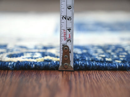 Blue 2'6" x 9'8" Tribal & Geometric Hand knotted Wool Rug - Sku: O020125