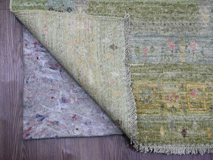 Green 2'9" x 9'7" Tribal Hand knotted Wool Rug - Sku: O020127