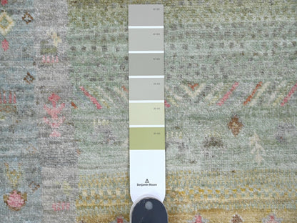 Green 2'9" x 9'7" Tribal Hand knotted Wool Rug - Sku: O020127