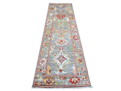 Oushak Oushak hand-knotted wool runner in Gray, 2'9" x 9'6" — SKU O020128