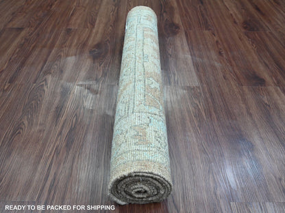 Brown 2'9" x 9'6" Oushak / Peshawar Hand knotted Wool Rug - Sku: O020129