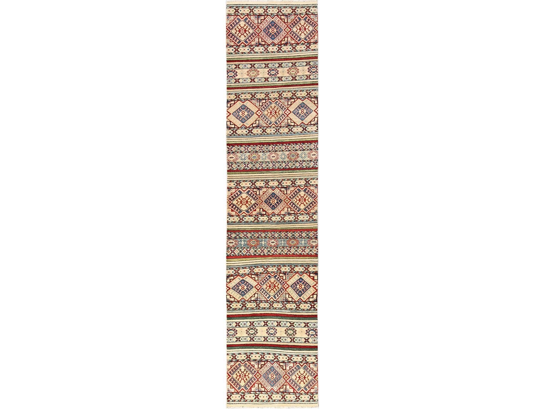 Kazak Kazak hand-knotted wool runner in Ivory, 2'10" x 13' — SKU O02012