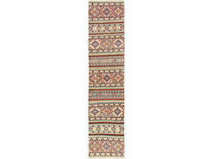 Kazak Kazak hand-knotted wool runner in Ivory, 2'10" x 13' — SKU O02012