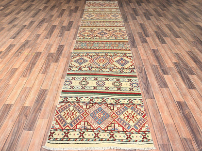 Kazak Kazak hand-knotted wool runner in Ivory, 2'10" x 13' — SKU O02012 (view 2)