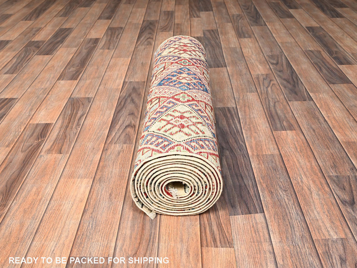 Kazak Kazak hand-knotted wool runner in Ivory, 2'10" x 13' — SKU O02012 (view 5)