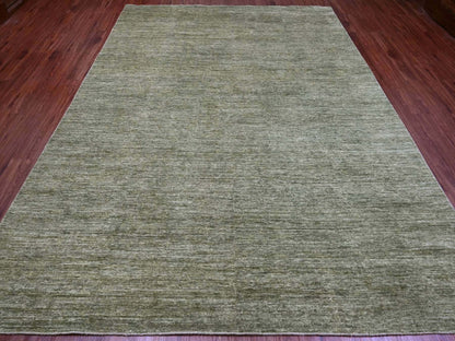 Green 8'5" x 11'5" Modern / Contemporary Hand knotted Wool Rug - Sku: O020142