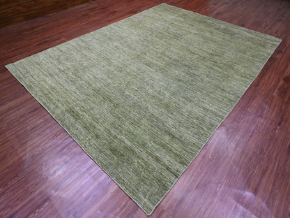 Green 8'5" x 11'5" Modern / Contemporary Hand knotted Wool Rug - Sku: O020142