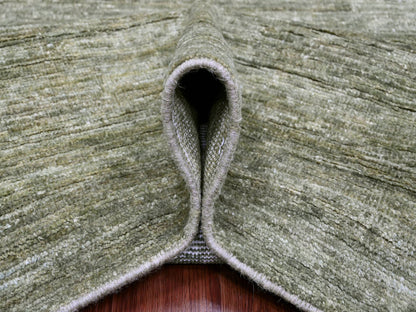 Green 8'5" x 11'5" Modern / Contemporary Hand knotted Wool Rug - Sku: O020142