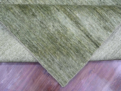 Green 8'5" x 11'5" Modern / Contemporary Hand knotted Wool Rug - Sku: O020142