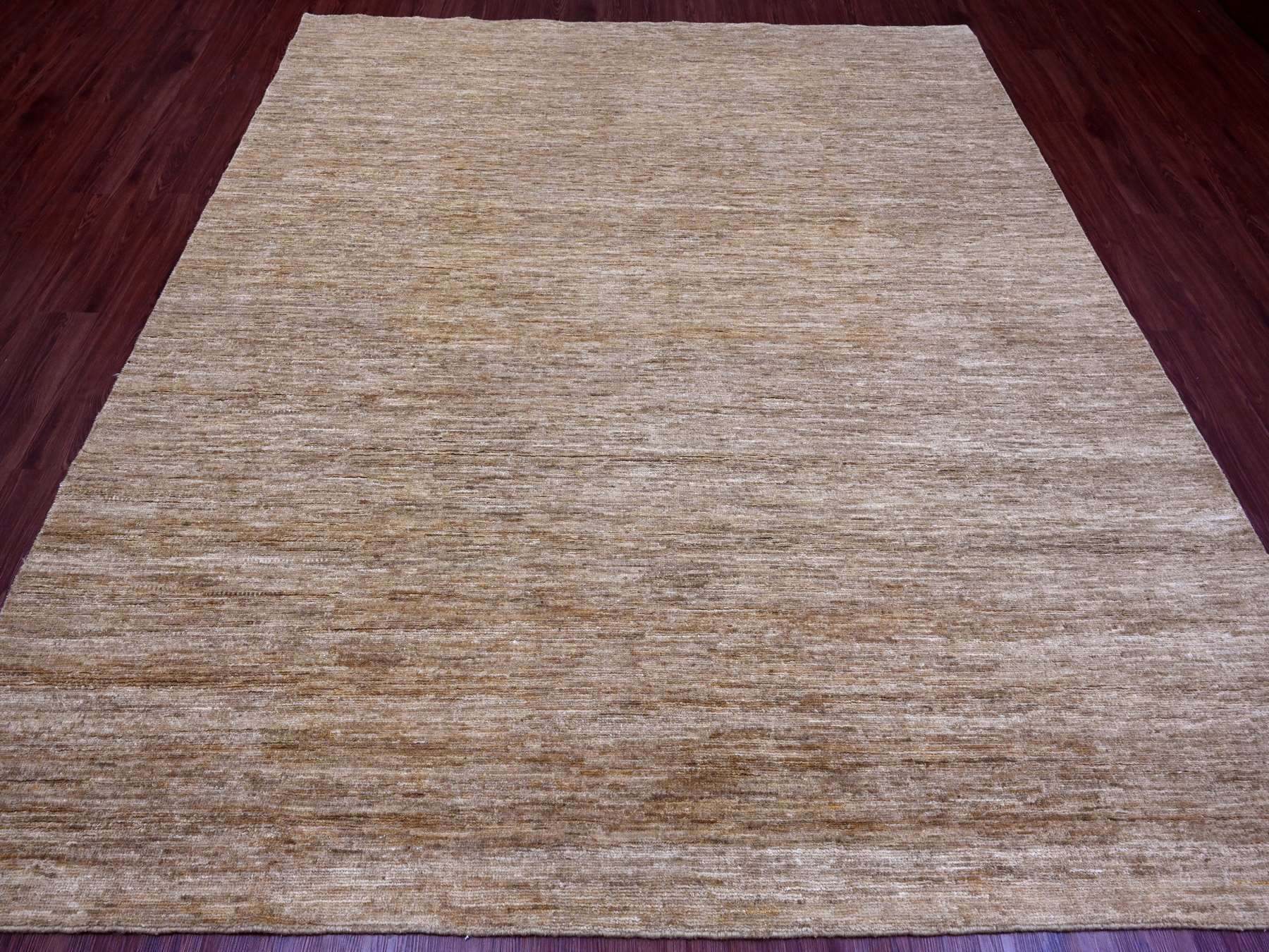 Modern / Contemporary hand-knotted wool rug in Brown, 7'11" x 9' — SKU O020144 (view 2)