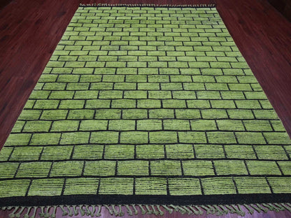 Green 8'2" x 10'6" Tribal Hand knotted Wool Rug - Sku: O020147