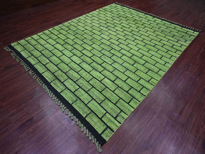 Green 8'2" x 10'6" Tribal Hand knotted Wool Rug - Sku: O020147