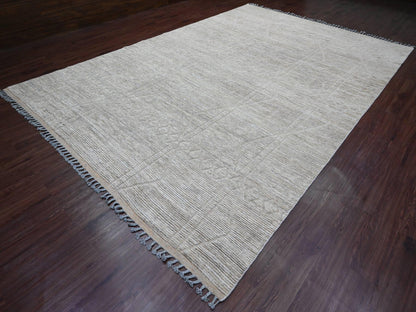 Grey 9'8" x 14'7" Tribal & Geometric Hand knotted Wool Rug - Sku: O020148