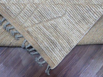 Grey 9'8" x 14'7" Tribal & Geometric Hand knotted Wool Rug - Sku: O020148