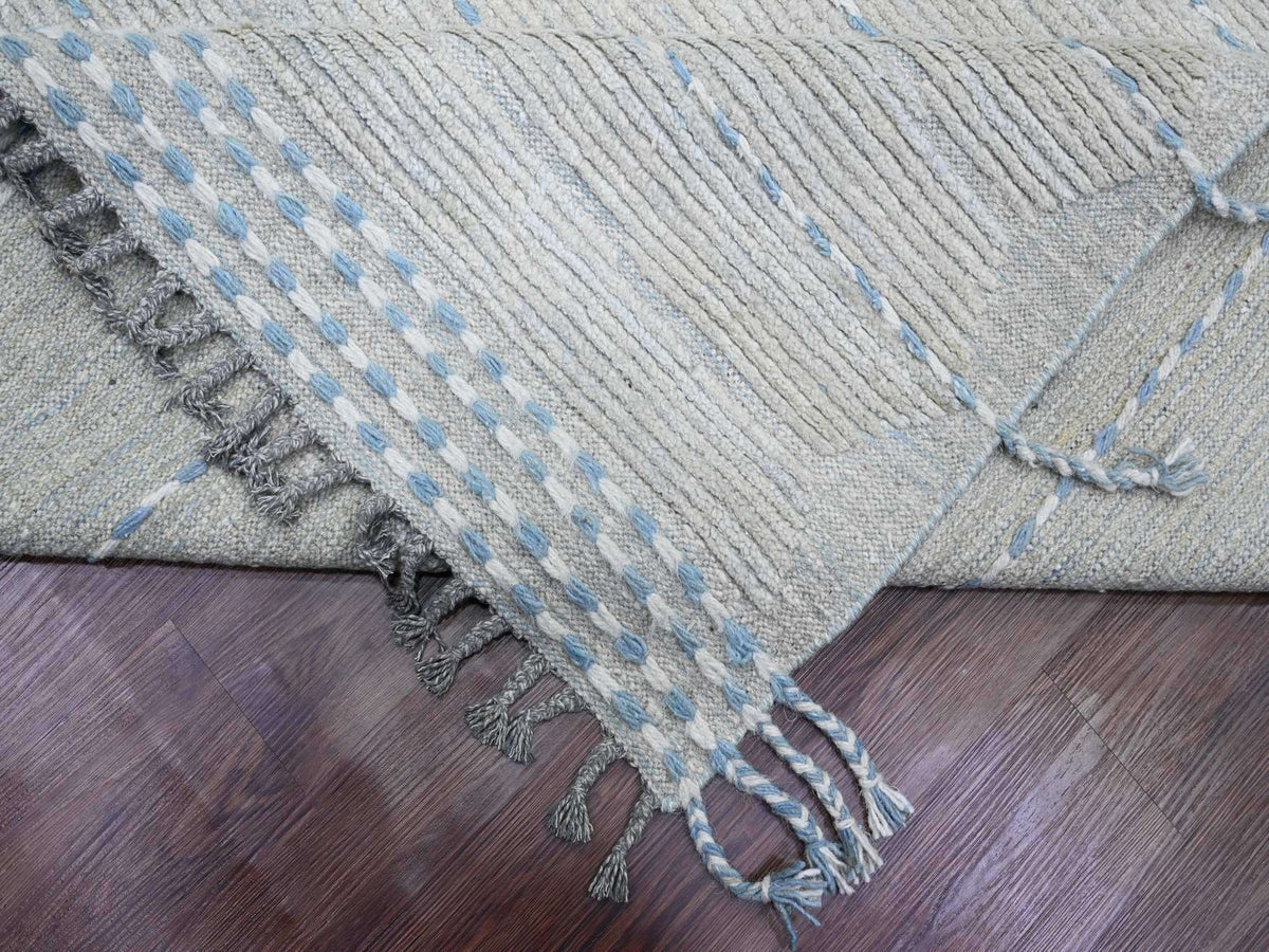 Tribal & Geometric hand-knotted wool rug in Gray, 10'2" x 14'7" — SKU O020149 (view 6)