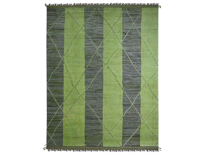 Green 11'7" x 14'8" Tribal Hand knotted Wool Rug - Sku: O020150