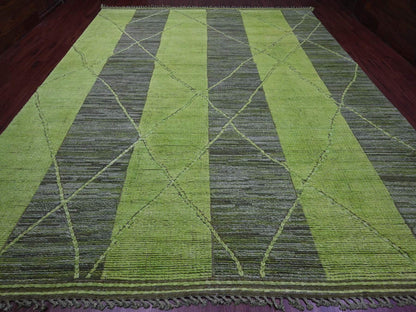Green 11'7" x 14'8" Tribal Hand knotted Wool Rug - Sku: O020150