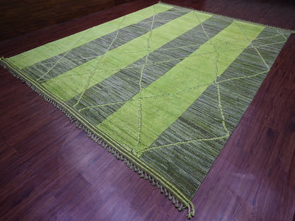 Green 11'7" x 14'8" Tribal Hand knotted Wool Rug - Sku: O020150