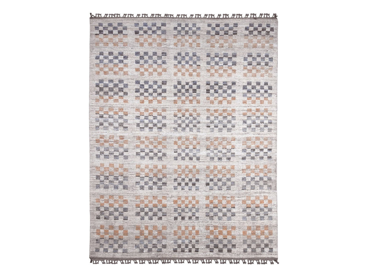 Tribal & Geometric hand-knotted wool rug in Ivory, 8'1" x 10'5" — SKU O020151