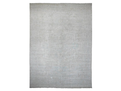 Heriz Oushak hand-knotted wool rug in Ivory & Light Gray, 11'5" x 15'9" — SKU O020155