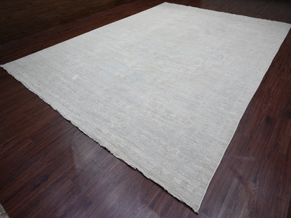 Heriz Oushak hand-knotted wool rug in Ivory & Light Gray, 11'5" x 15'9" — SKU O020155 (view 3)