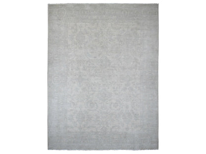 Peshawar Oushak hand-knotted wool rug in Ivory & Light Blue, 9'11" x 13' — SKU O020161