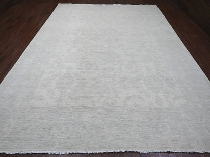 Ivory 9'11" x 13'0" Oushak And Peshawar Hand knotted Wool Rug - Sku: O020161