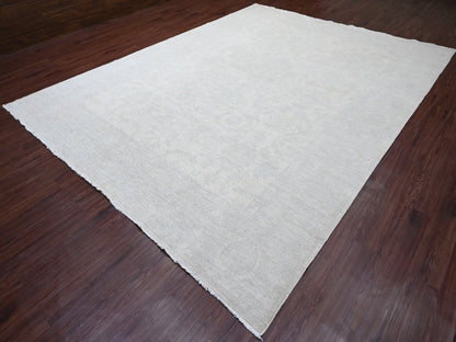Peshawar Oushak hand-knotted wool rug in Ivory & Light Blue, 9'11" x 13' — SKU O020161 (view 3)