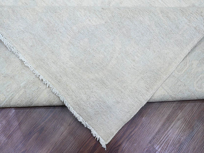 Peshawar Oushak hand-knotted wool rug in Ivory & Light Blue, 9'11" x 13' — SKU O020161 (view 6)