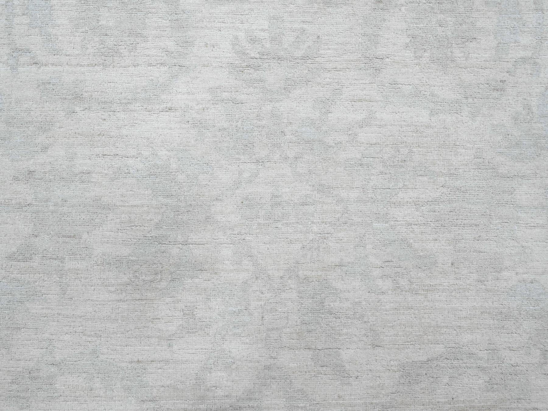 Peshawar Oushak hand-knotted wool rug in Ivory & Light Blue, 9'11" x 13' — SKU O020161 (view 8)