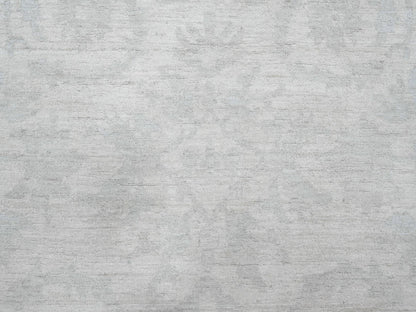 Peshawar Oushak hand-knotted wool rug in Ivory & Light Blue, 9'11" x 13' — SKU O020161 (view 8)