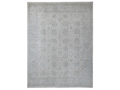 Ivory 9'2" x 11'10" Oushak And Peshawar Hand knotted Wool Rug - Sku: O020167