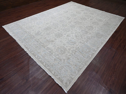 Ivory 9'2" x 11'10" Oushak And Peshawar Hand knotted Wool Rug - Sku: O020167