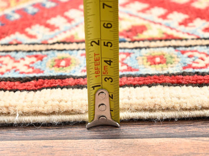 Kazak Kazak hand-knotted wool runner in Ivory & Colorful, 3' x 15'5" — SKU O02016 (view 6)