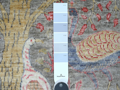 Grey 5'9" x 5'9" Oushak And Peshawar Hand knotted Wool Rug - Sku: O020175