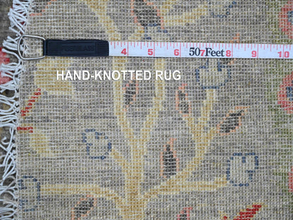 Grey 5'9" x 5'9" Oushak And Peshawar Hand knotted Wool Rug - Sku: O020175