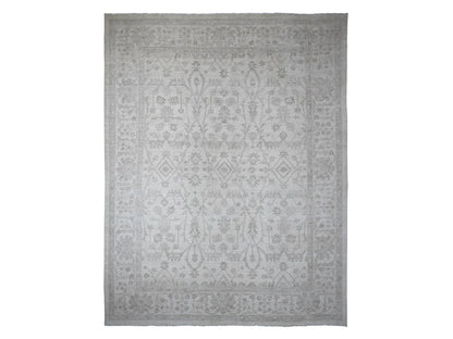 Peshawar Oushak hand-knotted wool rug in Ivory, 11'7" x 14'10" — SKU O020179